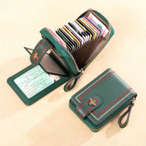 BANYANU Dompet Wanita Small Anti RFID Card Holder Bag Original Cowhide Genuine Leather Wallet for Women New Design 2025