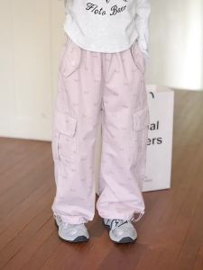 130-160CM Cargo Pants for Kids Girls Bow Design Children's and Teenagers Pants Wide Leg Pants Baggy Pants Christmas Gift