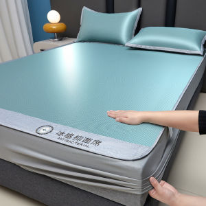 ชุดผ้าไหมน้ำแข็งฤดูร้อน 3 ชิ้น 2025 ใหม่ ซักได้ ใช้ได้กับเด็ก ผ้าคลุมเตียงแบบนุ่มสำหรับใช้กับเครื่องปรับอากาศ