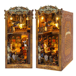 Magical DIY Book Nook Kit บ้านตุ๊กตาขนาดเล็กพร้อมไฟ LED 3D ปริศนาอาคารชั้นวางหนังสือไม้ Bookend ของเล่นผู้ใหญ่ของขวัญ