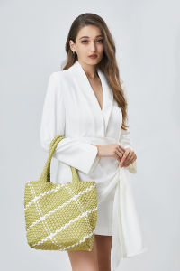 เป๋าทรงที่กระเป๋าทอ หูหิ้ว สะพาย กระเป๋าทอไนลอน กระเป๋าทอกระเป๋าทรงสี่เหลี่ยม แฟชั่น LIKEBAG2023