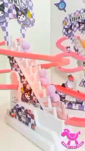 track kuromi naik tangga mainan kuromi perosotan mainan bayi Mainan Bebek Naik Tangga -  Mainan kuromi Train Track - Kereta Tangga Seluncur Musik Track kado anak