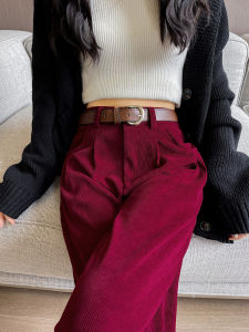 MiiOW | High Waist Wide Leg Pants Womens Autumn Winter Corduroy Suit Casual Design Sensation Velvet Pants High Waist Trousers