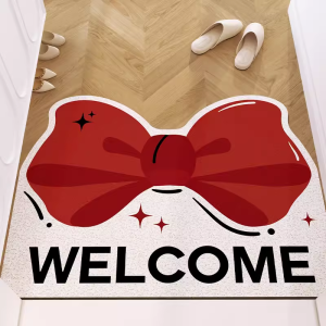 Butterfly Knot Door Mat Customizable Entrance Hall Floor Mat Home Anti Dirt Slip Resistant Carpet Modern Simple Style PVC Material