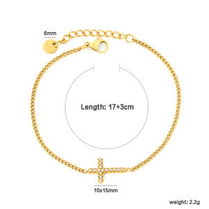 Classical Cubic Zirconia Cross Bracelets for Women Stainless Steel Chain Bracelet Wrist Minimalist Popular Rust Proof Bijoux Y2K