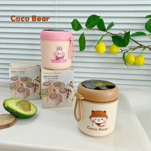 Bình Ủ Cháo Coco Bear giữ nhiệt cho bé. Chất liệu Inox 316 An toàn cho trẻ em