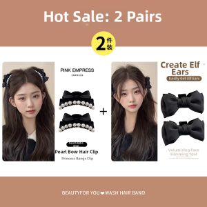 PINK EMPRESS | Puff Hairstyle Bow Hair Clip Forehead Side