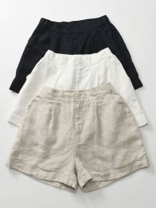 Export Export Linen Wide Leg Shorts Female Summer Casual Versatile Elastic High Waist Cotton Linen Pure Color A- line Pants Thin