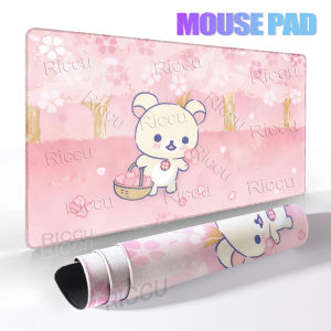 Potdemiel | New Cartoon Kawaii Mouse Pads Rilakkuma Anime Bear Aesthetics Keyboard Rugs Laptop Large Gaming Soft Computer HD Print Desk Mats