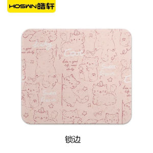 VGN | Cute Sketch Cat Mouse Pad 260×210×2mm Pink Kawaii Small Desk Mat Non-slip Rubber Base Stitched Edge Office Computer Mousepad
