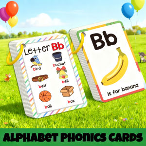Eco-Friendly Alphabet Phonics Flashcards Fruit Theme with Pronunciation Guide for Early English Learning Kids and Classroom