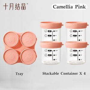 TEN-M JOURNEY 4-Pcs Baby Food Storage Container - Stackable & Steamable Snack Jars for Food Storage