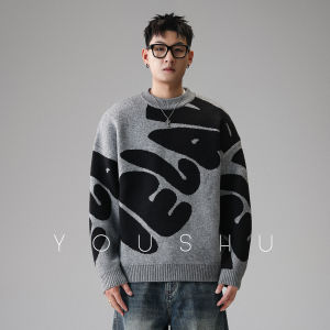 Tagkita | Letter Round Neck Pullover Loose Sweater
