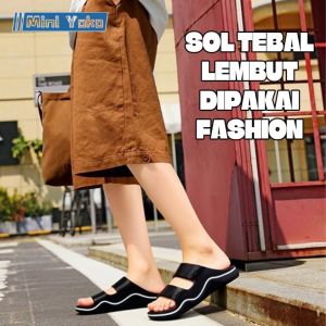 Sandal Pria Karet Anti Slip Tebal Outdoor Berkualitas Awet Kasual Ringan Sepatu Sendal Cowok Kekinian 2025 Distro Empuk Jelly