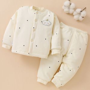 Thickened Cotton Padded Jumpsuit Set for Newborn Baby Boys Girls Warm Winter Clothes Long Sleeve Casual Style Baby Rompers