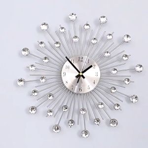 50CM 3D large wall clock shiny rhinestone sun style modern minimalist living room decorative clocks