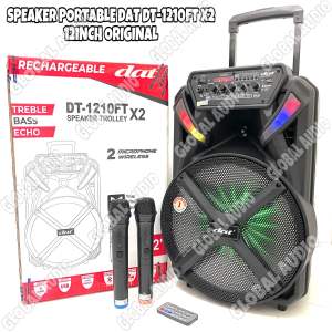 Speaker Portable DAT DT1210FTX2 12inch Original Free 2bh Mic Wireless Dat 1210 ftx2 DT 1210FT X2 ( Bisa COD )