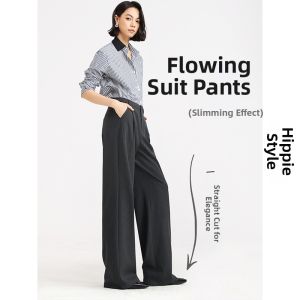 HIPPIE MISS | Boho Chic High Drape Grey Womens Trousers