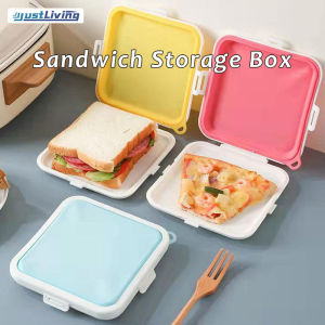 JustLiving Sandwich Bread Fresh-keeping Storage Box with Lid Silica Gel Portable Takeaway Lunch Box Takeaway Lunch Box for Breakfast Toast Fresh-keeping Storage Box Outdoor Portable Lunch Box
