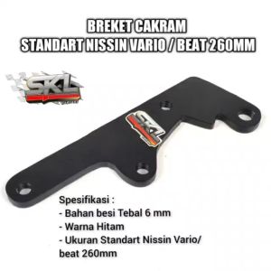 Breket Bracket Dudukan Pangkon Kaliper Piringan Disc Cakram Depan Kaliper Standar Nissin 1 Piston Vario Beat 260mm