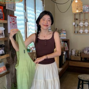 Mixd | Green Spaghetti Strap Tank Top Blouse
