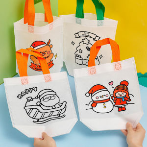 DIY Coloring Bag Environmental Protection Cartoon Christmas  Bag Graffiti Handbag Children Arts Drawing Toy