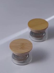 LULAA | LINMADA 1/2Pcs Glass Nail Brush Cleaning Cup Nail Brush Washing Cup Container with Wooden Lid and Stainless Steel Filter