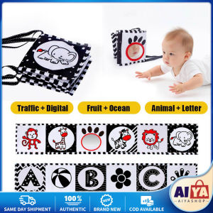 ★Same Day Shipping★ Black and White Sensory Cloth Book High Contrast Baby Toys for 0-12 Months Newborn Crib Toys Animal Cloth Books Montessori Baby Book LZC-Soft-Book-5950-4