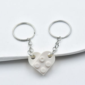 Cặp Đôi Trái Tim Móc Khóa Gạch Nhỏ Khối Xây Phù Hợp Với Mặt Dây Chuyền Quà Tặng Cho Bạn Trai Bạn Gái Dễ Thương Lãng Mạn Hợp Kim Kẽm & Nhựa