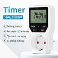 Digital Timer Switch Programmable Electronic Timer Socket Outlet Countdown Micro Cycle Day/Hour Time Control EU Plug 230V/16A. 