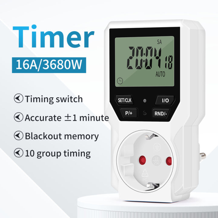 Digital Timer Switch Programmable Electronic Timer Socket Outlet Countdown Micro Cycle Day/Hour Time Control EU Plug 230V/16A