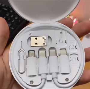 3A 60W Fast Charging USB Cable Kit Multifunctional Travel Charger Cord Storage Box White