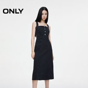 Only Summer Fashion Slim A-Line Strap Midi Dress Denim Womens Clothing High Waist Cotton Polyester Spandex Retro Style Midi Dress