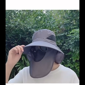 Fishing Hat with Face Cover for Men Women Removable Front Cover
