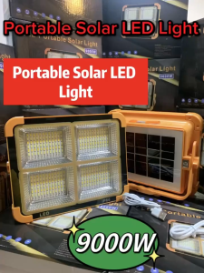 【24H Shipping】4800W Solar Lighting Waterproof Outdoor Flashlight with Solar Panel Charging Portable Power Bank Light for Power Outage Camping Hiking Work and Warning
