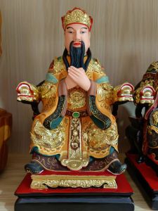 Three Gods Days Official Official Water Official Statue Painted Ornaments Display Worship Camphor Wood Carving Three Yuan Emperor Handmade