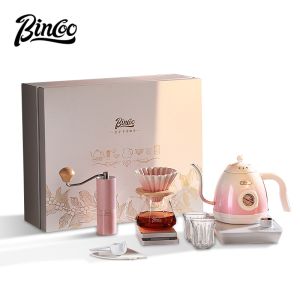 BINCOO Coffee Dripper Set with Gift Box Temperature-Controlled Stove Pour-Over Coffee Pot Complete Set Includes Coffee Filter Cup Sharing Pot and Coffee GrinderFull Coffee Brewing Equipment Set Best Gift