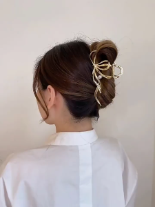 Kẹp Tóc Kim Loại 11CM Đính Hạt Kiểu Dáng Nơ Thanh Lịch Kẹp Càng Cua Cá Mập Bản To Bằng Hợp Kim Mạ Màu Sắc Sang Trọng TIDO TI DO