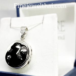 Finejewelthai-จี้ล็อกเก็ต ทรงกลม-ล็อกเก็ตเงินแท้-ลายดวงดาว-สามารถใส่รูปด้านในได้-Gift_set29
