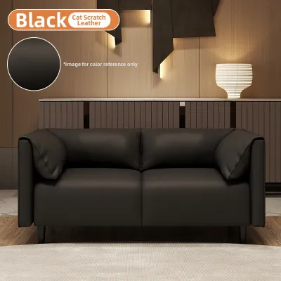 Nordic Minimalist Small Apartment Hotel Office Sofa Three-Seater Leather Fabric Straight Row Sponge Filled Master Design