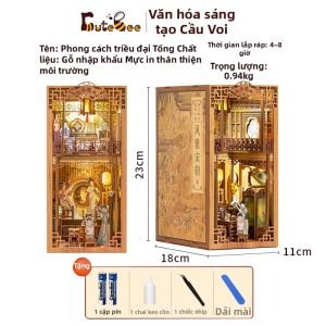 CUTEBEE | Mô Hình Gỗ DIY Đỡ Sách 3D Phong Cách Trung Quốc Cổ Điển