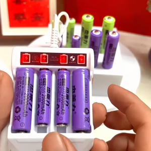 Jay Ril 4-Slot AA/AAA Ni-Mh Rechargeable Battery Charger Set with 3300mAh Batteries 1.2V 8000+ Cycles