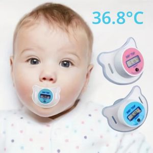 เครื่องวัดอุณหภูมิจอแสดงผล LCD เครื่องวัดอุณหภูมิรูปจุกนม Pacifier ทารกความร้อนไข้ Monitor Gauge สีชมพู/สีฟ้าเครื่องวัดอุณหภูมิดิจิตอล