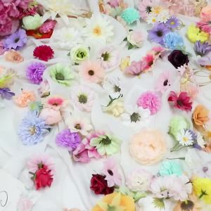 20/52Pcs Random Mix Artificial Flowers Silk Fake Flowers for Home Room Decor DIY Craft Gifts Accessories Bride Wedding Decor