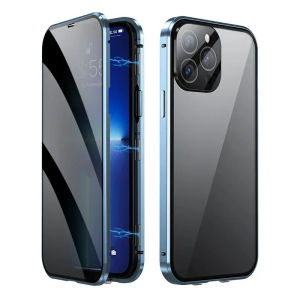 LS | 360 ° Ốp Lưng Bảo Vệ Toàn Diện Khóa Từ Tính Hai Mặt Chống Nhìn Trộm Cho iPhone Các Dòng 12/13/14/15/16/17/18 Pro Max Plus - Mặt Kính Chống Xước