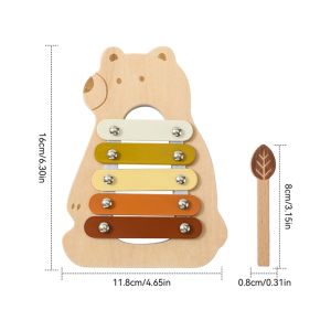 Cartoon Owl Wooden Five Note Xylophone Baby Sensory Development Percussion Instrument Early Education Music Educational Toy Gift