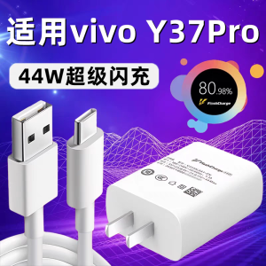 Super Fast Charge 44W Wall Charger Adapter Head for Vivo Y37Pro with Data Cable Mobile Phone Charging Plug 4A Quick Charge