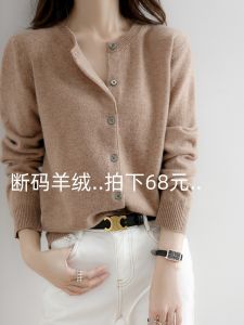 Winter New Womens Cashmere Open Cardigan 100 Cashmere round Neck Knitted Sweater Spring Autumn Korean Style Long Sleeve