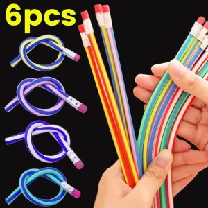 Polocat 6/1Pcs Colorful Magic Bendy Flexible Soft Pencil with Eraser Flexible Pencils for School Stationery Students Office Supplies