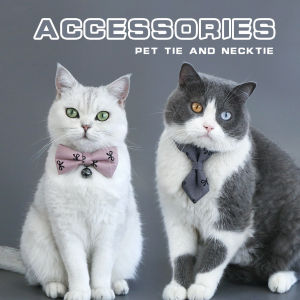 Pet bow collar gray pink tie adjustable small and medium pet collar printed British style gentlemans bow tie